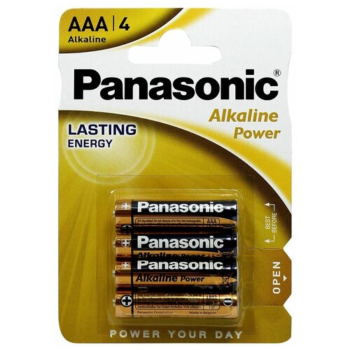 Батарейка щелочная Panasonic LR03 (AAA) Alkaline, 1.5V (4шт.) panasonic батарейка щелочная lr03 aaa alkaline 1 5в бл 4 5410853056560