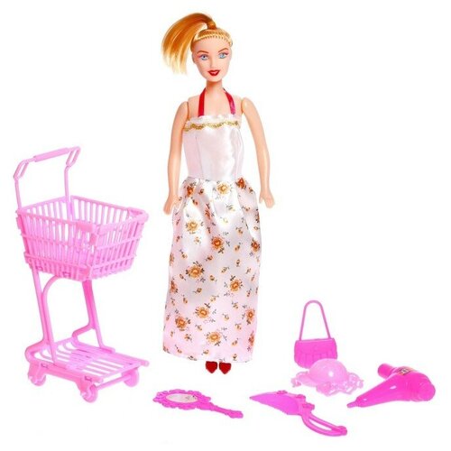куклы и одежда для кукол pituso набор пупс с аксессуарами 25 см Кукла-модель «Синтия в супермаркете» с тележкой и аксессуарами, микс