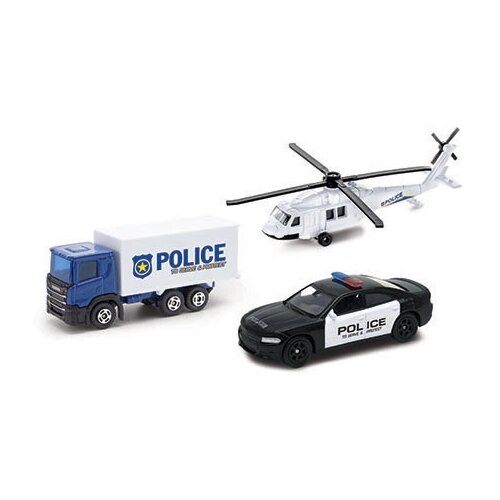 Набор машин Welly Emergency Team, 95210-3, 18 см, белый/черный/синий