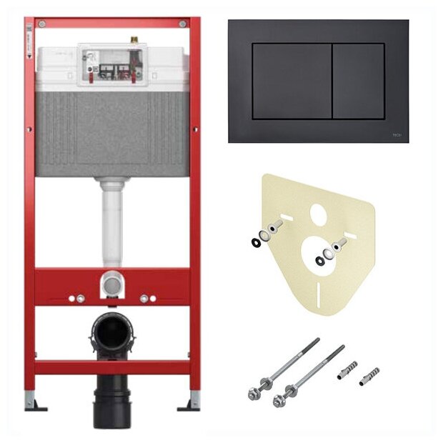 TECE K440407 TECEbase BASE 2.0 Комплект инсталляции 4 в 1 с панелью смыва тесеnow, цвет черный матовый, для установки подвесного унитаза