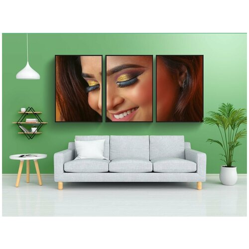 фото Набор модулных постеров для интерьера "индийский, девочка, женщина" 60x90 см. в тубусе, без рамки lotsprints