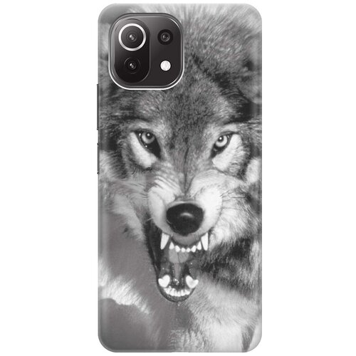 фото Ультратонкий силиконовый чехол-накладка для xiaomi mi 11 lite 4g с принтом "волчий оскал" gosso