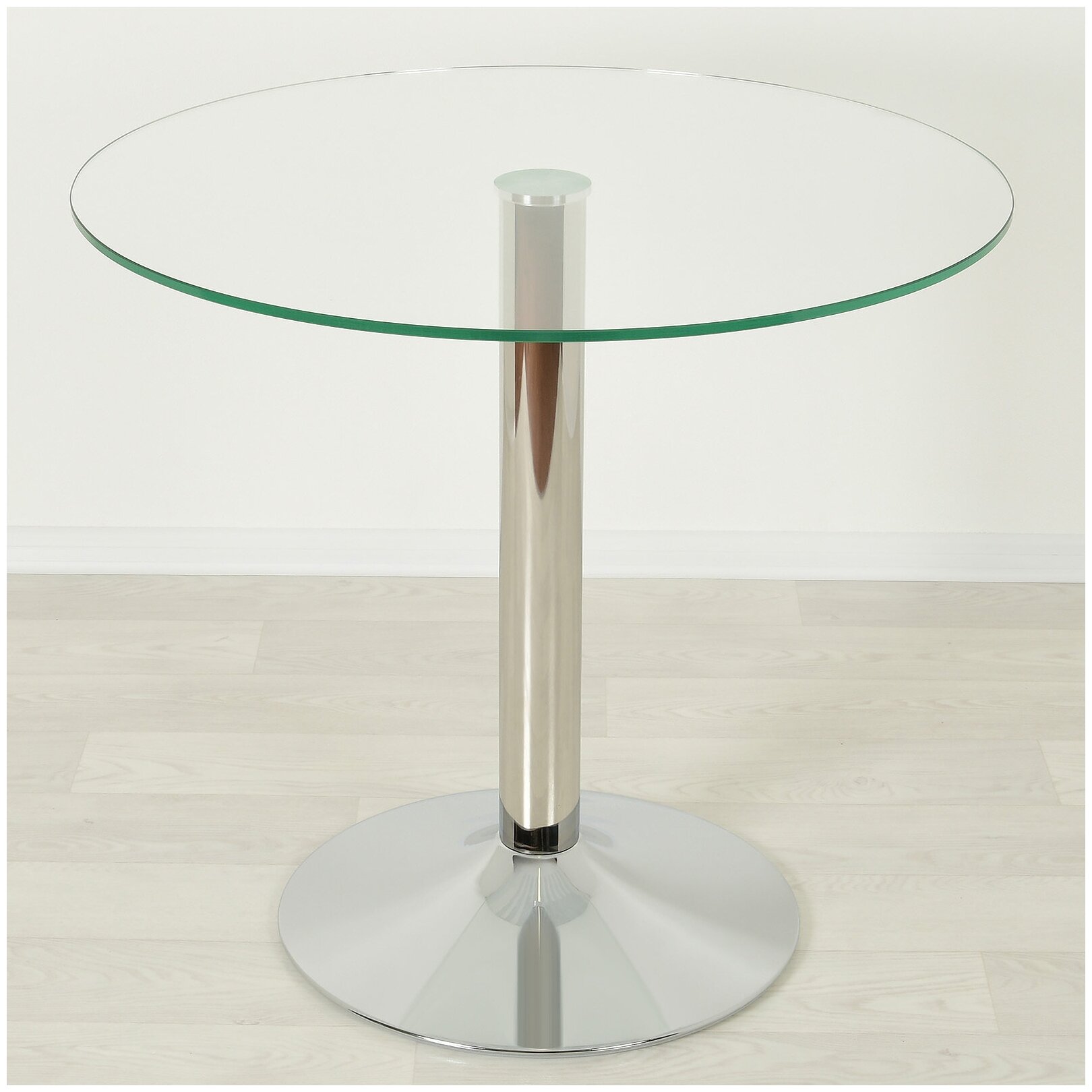 Стеклянный стол Троя-18 прозрачный/хром D60