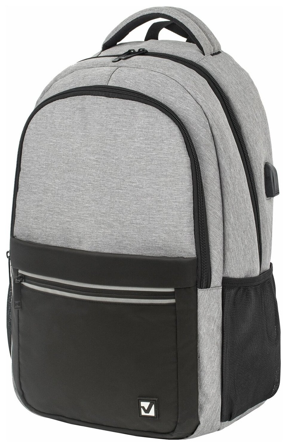 Рюкзак BRAUBERG URBAN универсальный, с отделением для ноутбука, USB-порт, Detroit, серый, 46х30х16 см, 229894