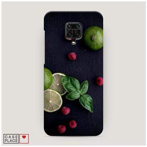 фото Чехол пластиковый xiaomi redmi note 9 pro лайм и малина case place