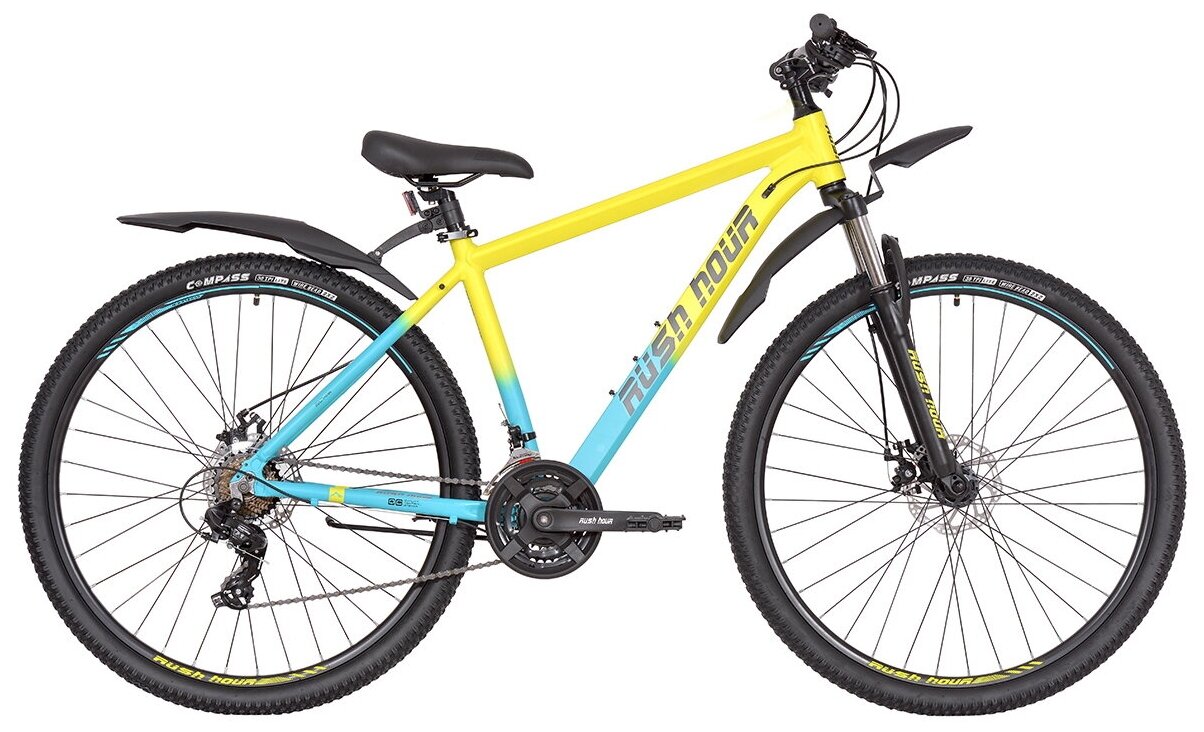 Горный велосипед RUSH HOUR 29" XS 925/21 DISC AL желтый, рама 19" (21 скорость)