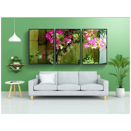 фото Набор модулных постеров для интерьера "бугенвиллия, бонсай, небольшой" 60x90 см. в тубусе, без рамки lotsprints