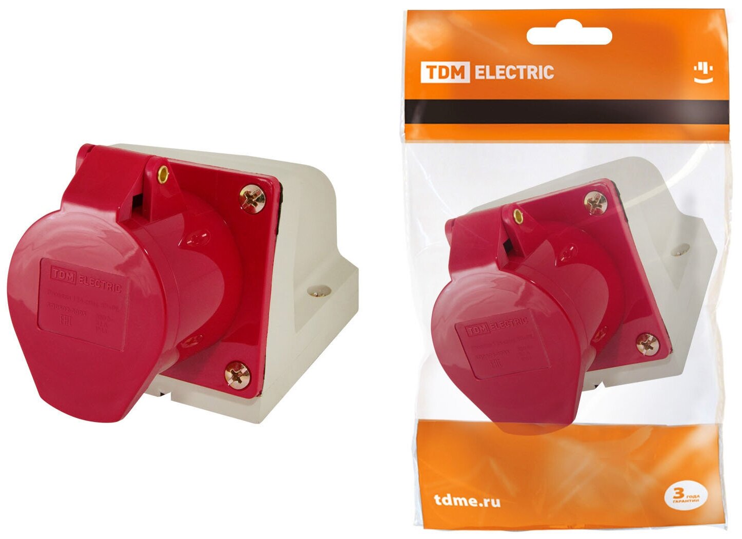 фото Розетка 124 стационарная 3Р+РЕ 32А 380В IP44 TDM