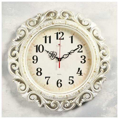 фото Часы настенные, серия: ажур d=40.5 см, белые с золотом, плавный ход 5441651 рубин