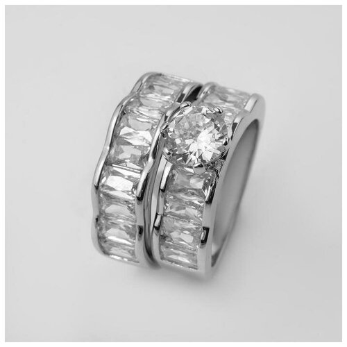 фото Кольцо "богатство" два ряда. цвет белый в серебре. размер 19 5433568 сима-ленд