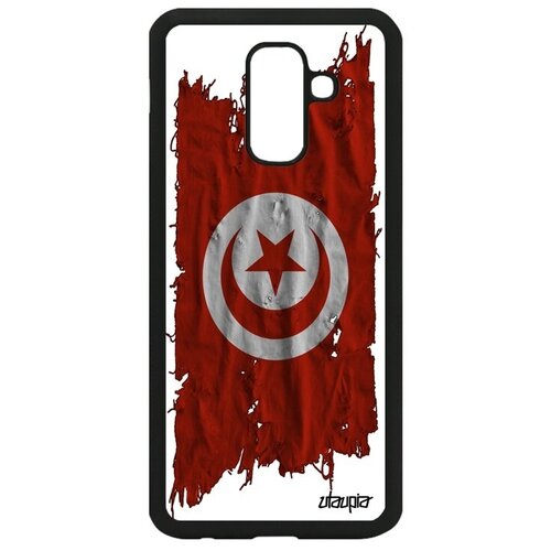 фото Противоударный чехол для мобильного // galaxy a6 plus 2018 // "флаг туниса на ткани" страна государственный, utaupia, белый