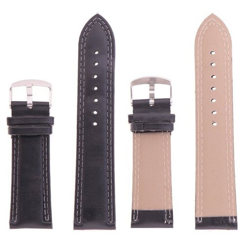 фото Ремешок для часов, 24 мм, длина 20 см, экокожа, чёрный мастер к.