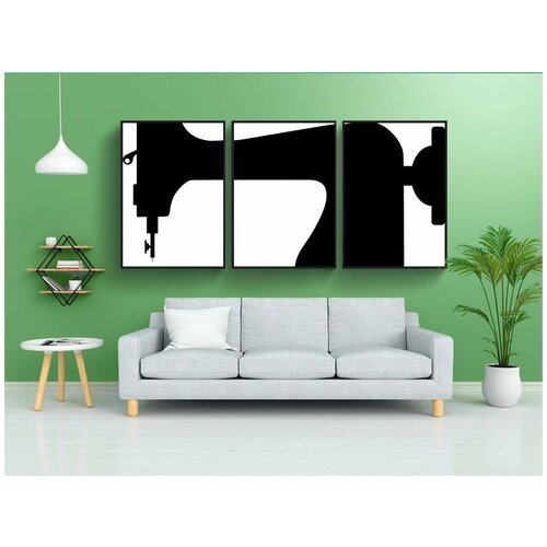 фото Набор модулных постеров для интерьера "швейная машина, шитье, машина" 60x90 см. в тубусе, без рамки lotsprints