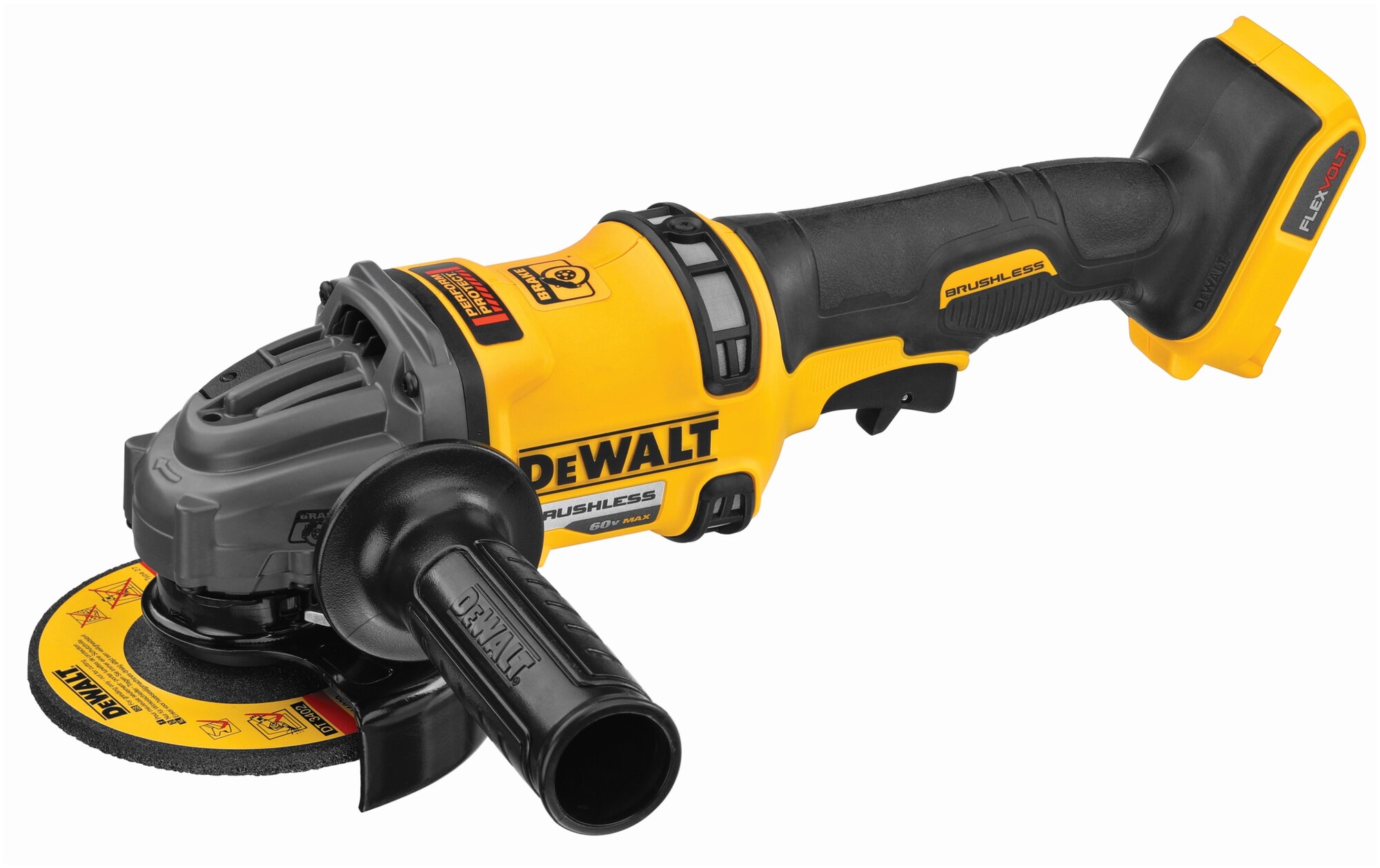 Аккумуляторная УШМ DeWALT DCG418N, 125 мм, без аккумулятора желтый