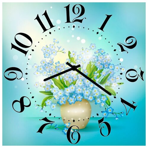 фото Svs настенные часы svs 3502788 горшочек с цветами на голубом