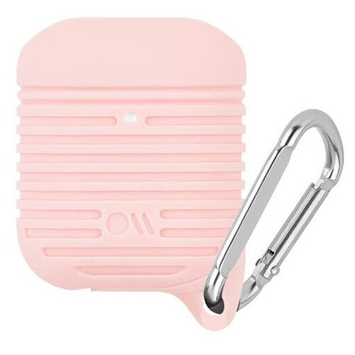 Чехол Case-Mate Tough Water Resistant Case для AirPods нежно-розовый / серебристый карабин for airpods case coffee mate case for airpods 1 2 case soft silicone earphone headphone cover for airpods pro case for girls