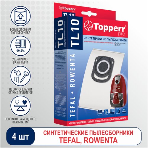 Topperr Синтетические пылесборники TL 10, белый, 4 шт. пылесборник tefal zr200540