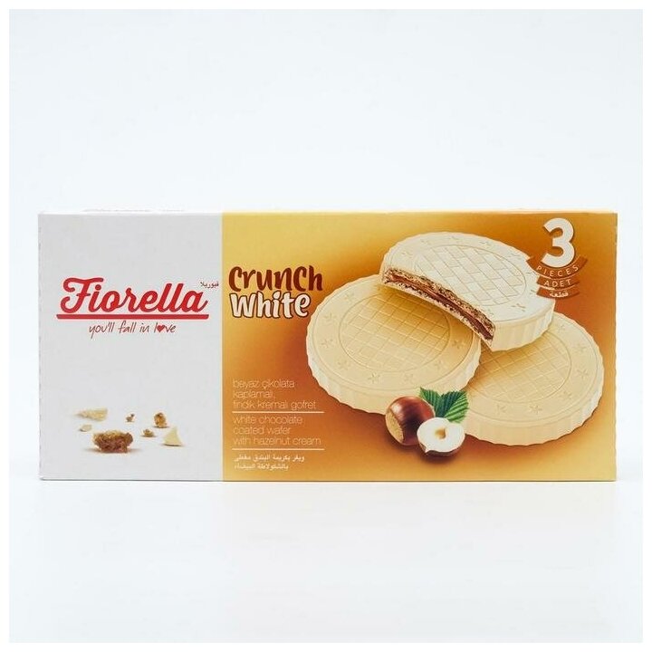 Вафли Fiorella в белом шоколаде с ореховой начинкой 60 гр - фотография № 5