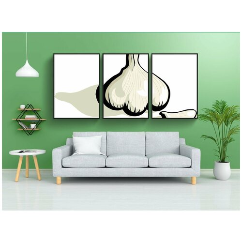 фото Набор модулных постеров для интерьера "чеснок, завод, овощ" 60x90 см. в тубусе, без рамки lotsprints