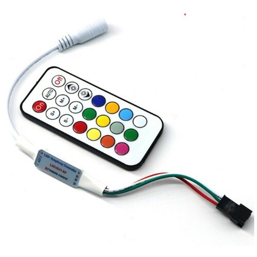 Мини Радио контроллер для SPI ленты(бегущая волна) и пикселей 5В с пультом 21 кнопка мини радио контроллер для spi ленты бегущая волна и пикселей 5в с пультом 21 кнопка