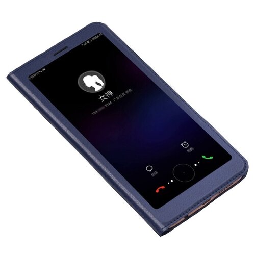 фото Чехол-книжка mypads для huawei p smart 5.65 (fig-lx1 /al00) / huawei enjoy 7s синий с окошком для входящих вызовов водоотталкивающий