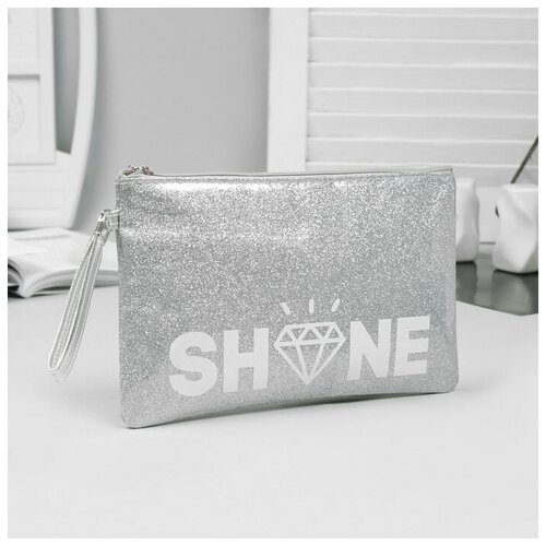 фото Косметичка-сумка, отдел на молнии, цвет серебристый, shine recom