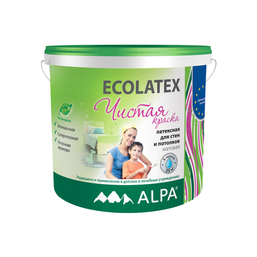 Краска латексная Alpa Ecolatex Чистая краска матовая белый 5 л