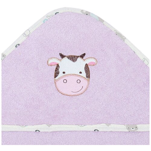 Полотенце с уголком махровое 105*105 зверята new (Сиреневый)