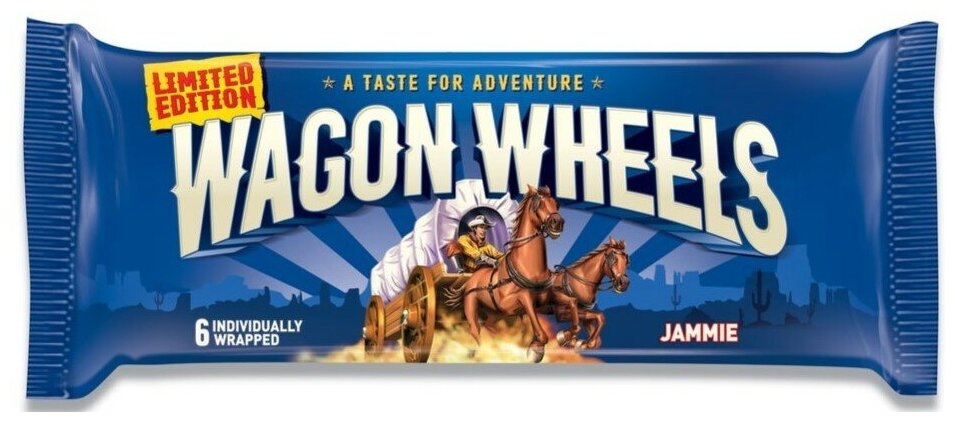 Печенье Wagon Wheels Jammie в шоколаде с прослойкой из суфле и джема 216 г.