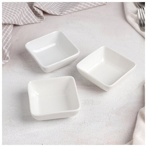 фото Набор салатников "простота", 3 шт, 7.8x3.2 см, цвет белый yandex market