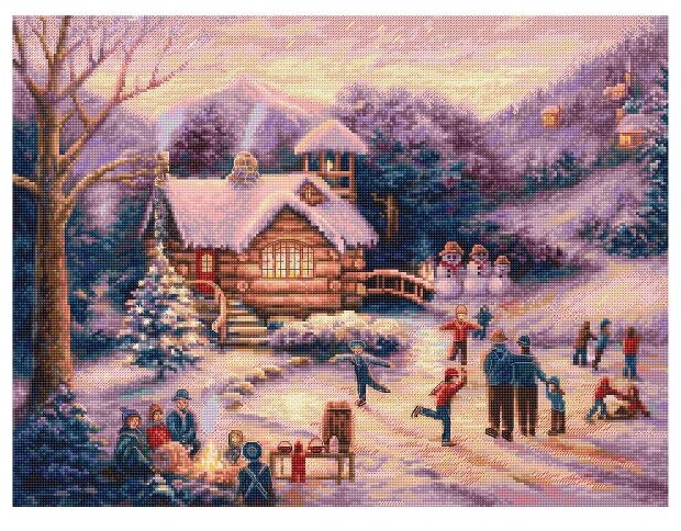 Набор для вышивания LetiStitch "Зимние катания в сумерках" 38*28см - фото №1