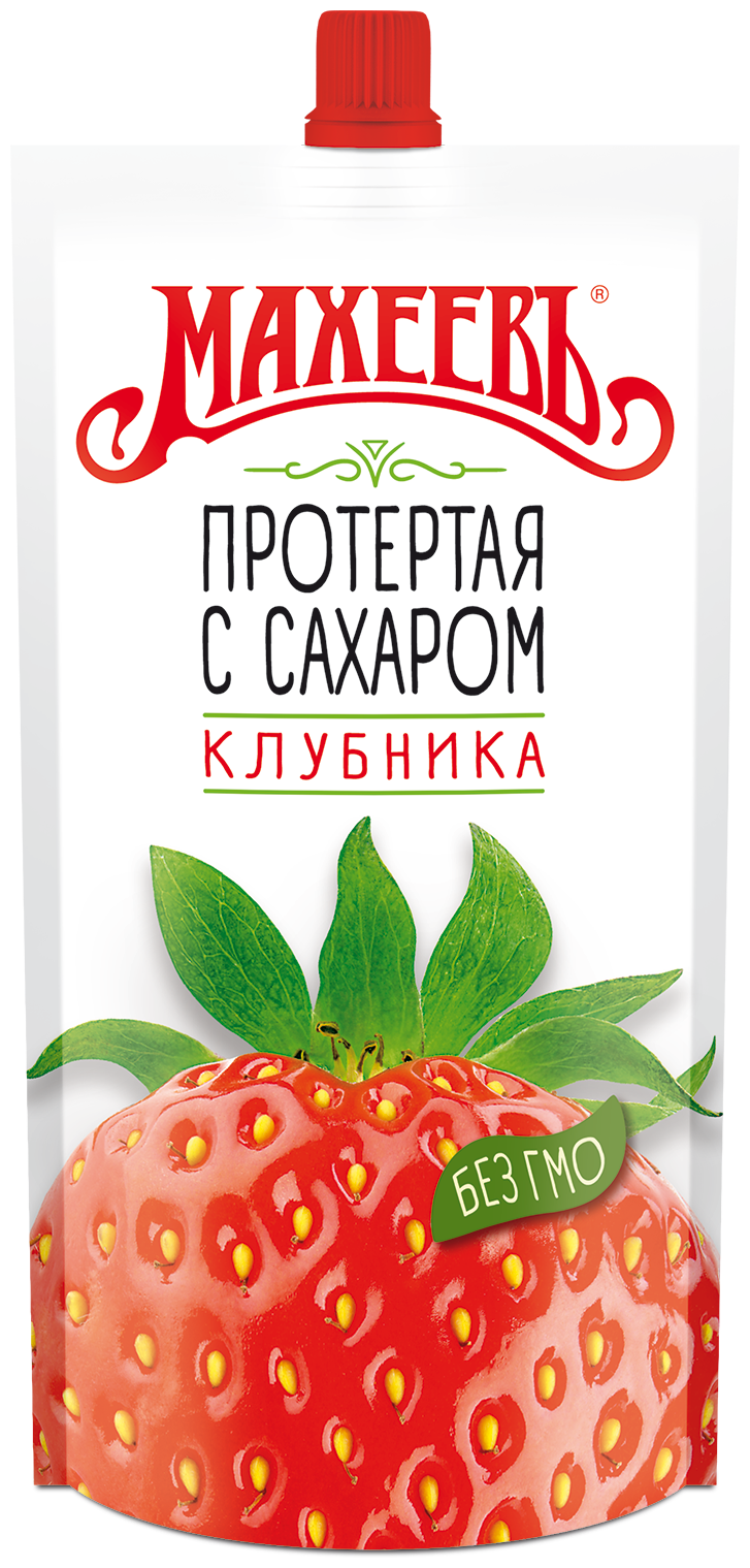 Ягоды протертые с сахаром Махеевъ "Клубника протертая с сахаром" дой-пак 300 г