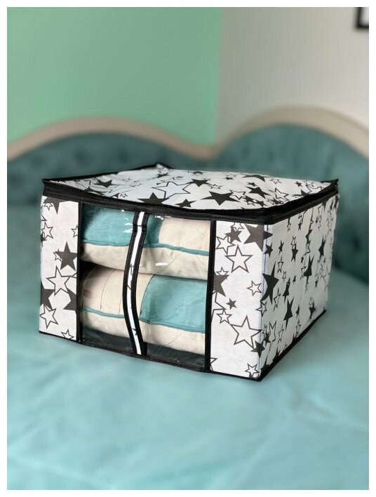 Homy Mood / Коробка для хранения твердые стенки и дно / крышка на липучке / для одежды / Хранение одежды / хранение белья - фотография № 7