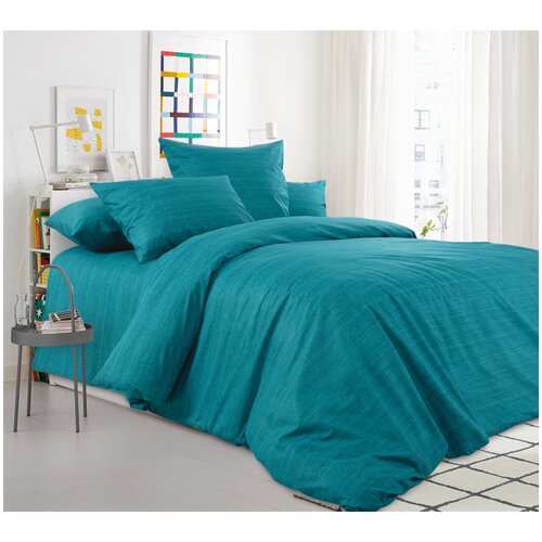 фото Постельное белье 2-спальное с европростыней текс-дизайн малахит, перкаль, 2 наволочки 70 х 70 см, зеленый