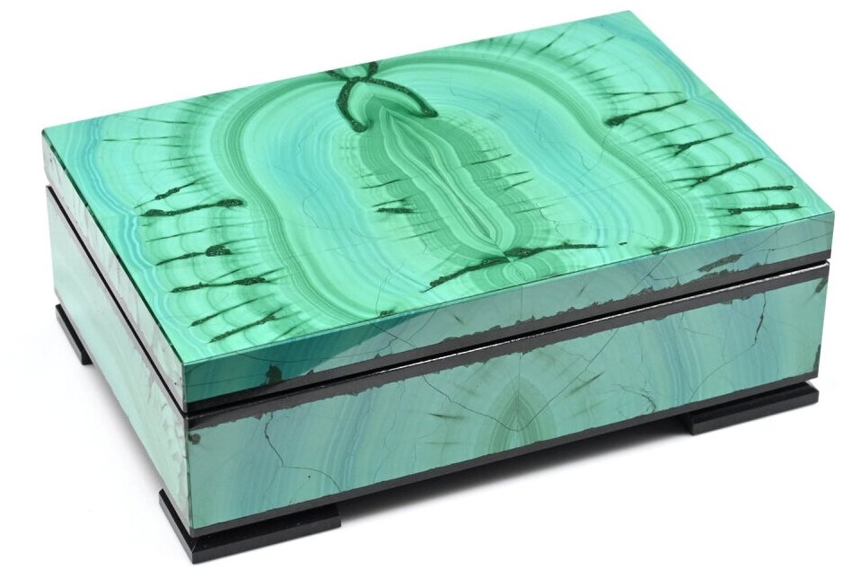 фото Шкатулка-ларец из светлого малахита 120*80*43мм РадугаКамня
