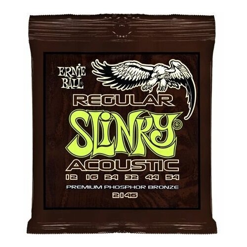 Slinky Regular Комплект струн для акустической гитары, фосфорная бронза, 12-54, Ernie Ball P02146