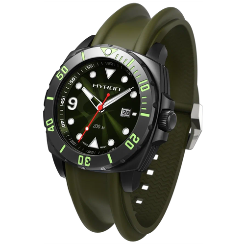 фото Наручные часы для дайвера hyron divemaster green молния