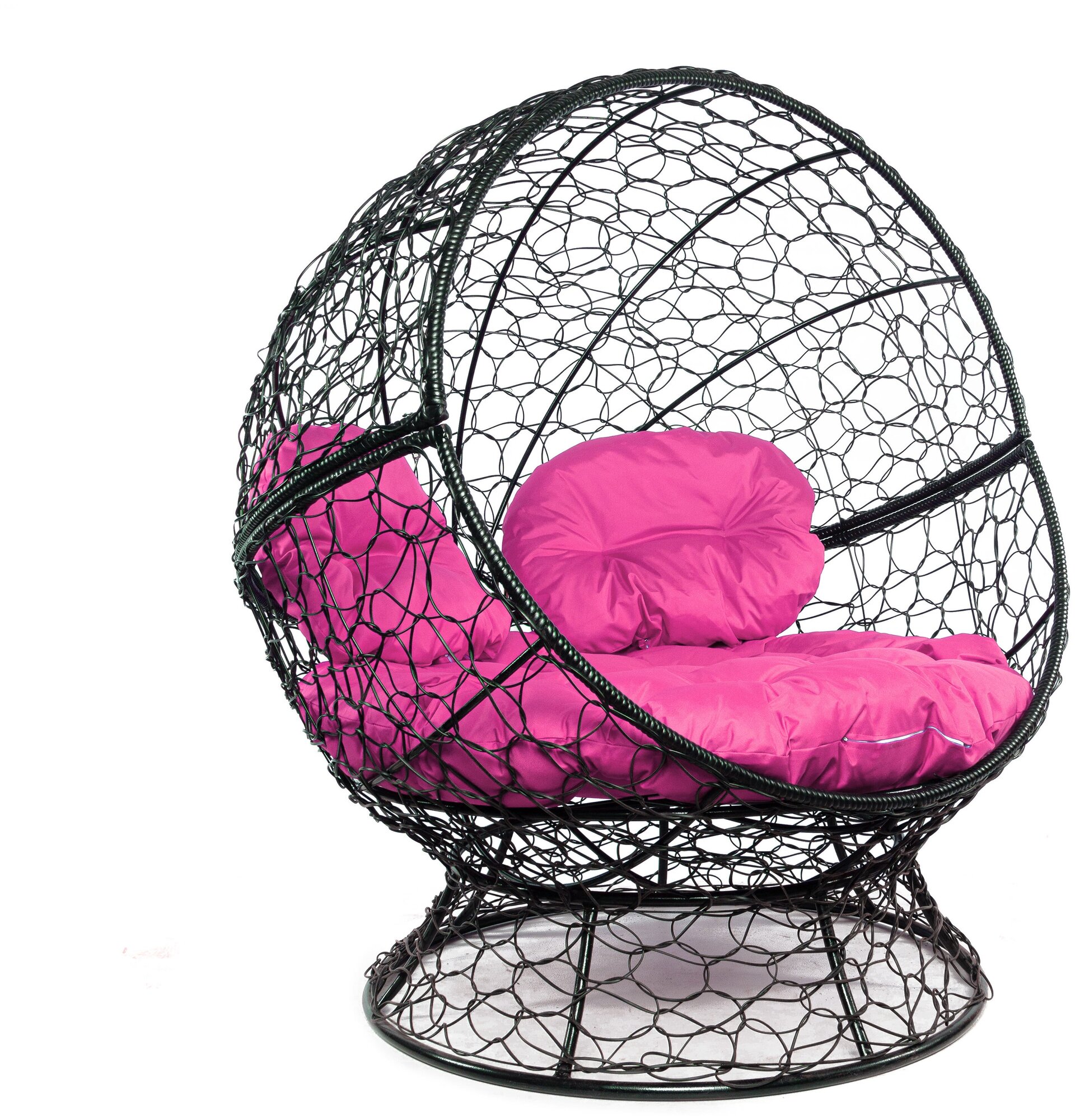 Кресло чёрное M-Group Апельсин ротанг, 11520408 розовая подушка - фотография № 15