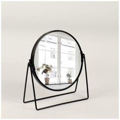 Зеркало ", двустороннее, с увеличением, зеркальная поверхность 16 см, цвет черный