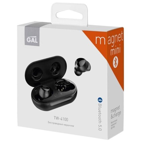 Bluetooth наушники вкладыши с микрофоном GAL TW-4100 TWS V5 беспроводная мобильная гарнитура черные 223800₽