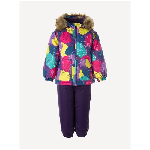 Комплект для малышей куртка и полукомбинезон HUPPA AVERY, лилoвый с принтом/тёмно-лилoвый 14753, размер 86