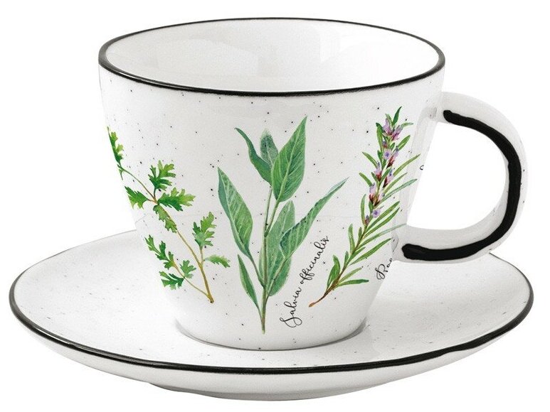 Чашка с блюдцем Herbarium в подарочной упаковке (Easy Life)