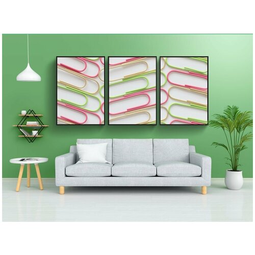 фото Набор модулных постеров для интерьера "скрепка, цвет, офис" 60x90 см. в тубусе, без рамки lotsprints