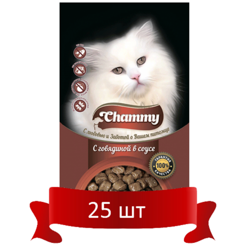 Корм консервированный для кошек "Chammy" говядина в соусе, 85 гр*25 шт