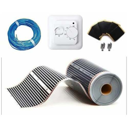 Плёночный тёплый пол 4мкв880 Вт с терморегулятором и комплектом для подключения 5390₽