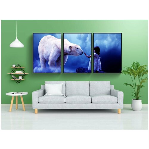 фото Набор модулных постеров для интерьера "девочка, нести, фантазия" 60x90 см. в тубусе, без рамки lotsprints