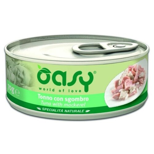 Oasy Wet cat Specialita Naturali Tuna Mackrel дополнительное питание для кошек с тунцом и скумбрией в консервах - 70 г