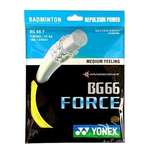 фото Струна для бадминтона yonex 10m bg-66 force prepacked yellow bg66f-2