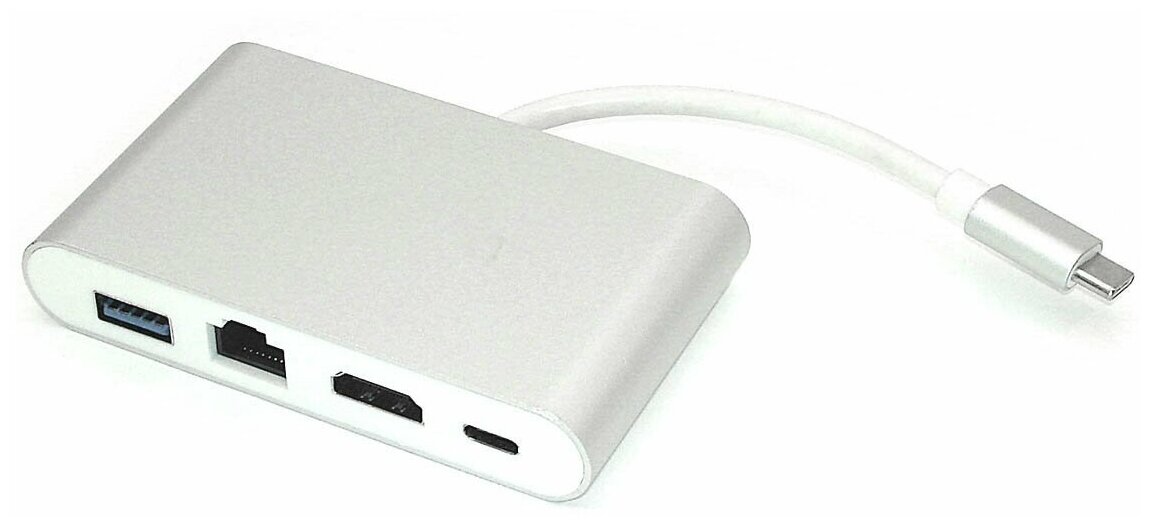 Адаптер Type-C на HDMI USB 30 RJ45 серебро
