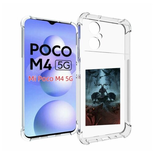 Чехол MyPads лось демон для Xiaomi Poco M4 5G задняя-панель-накладка-бампер